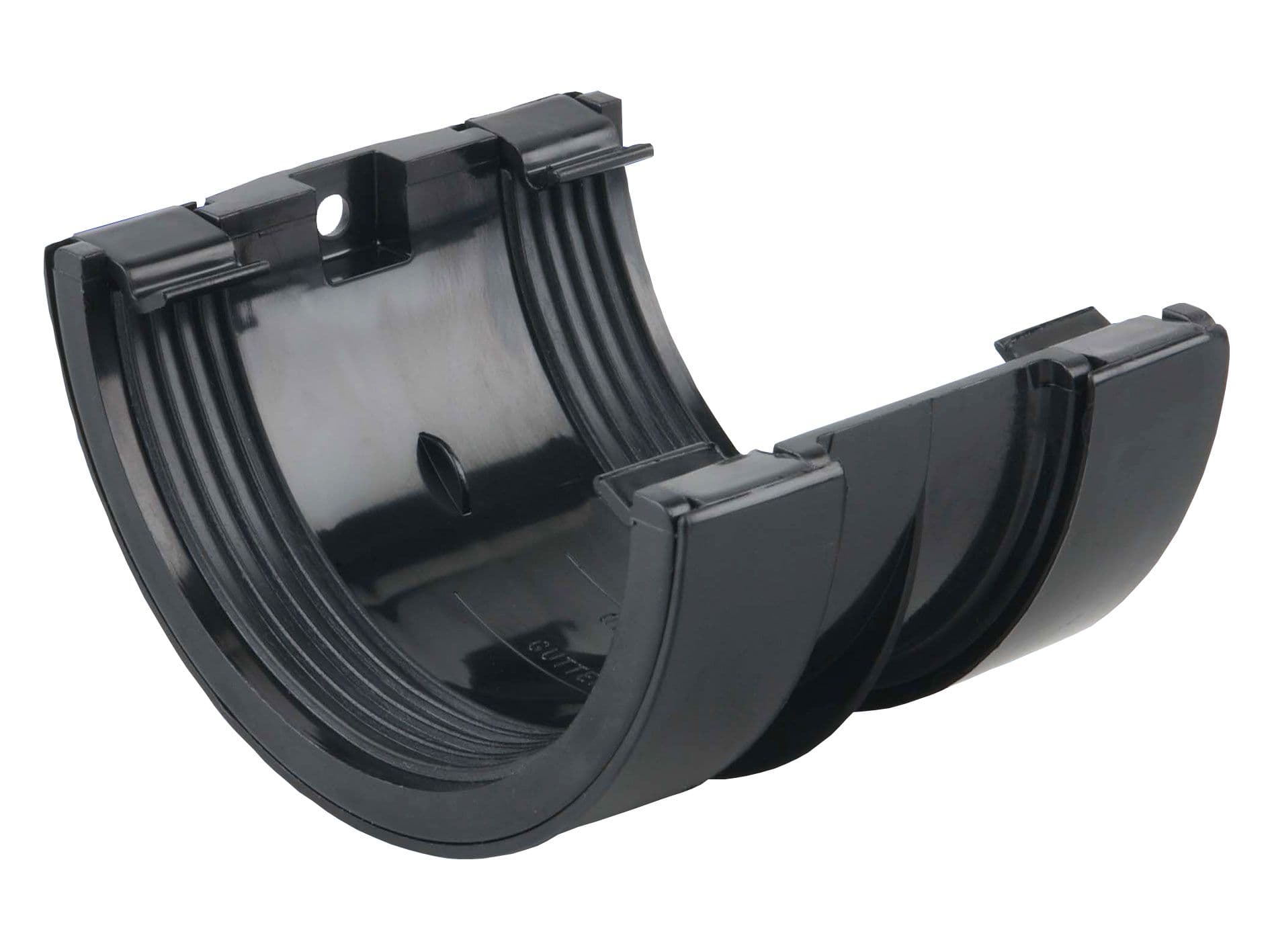Wavin Osma RoundLine gutter jointing bracket 112mm black 0T005B