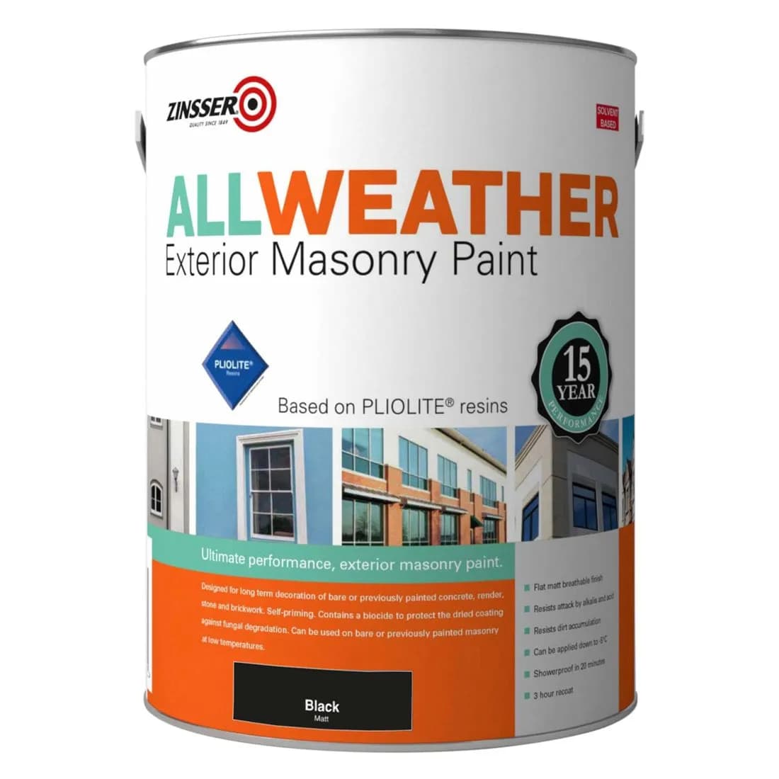 Zinsser Allweather Masonry Paint Black 5L