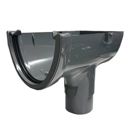 FloPlast Deepflow/ Hi-Cap Gutter Stopend Outlet - 115mm x 75mm Anthracite Grey