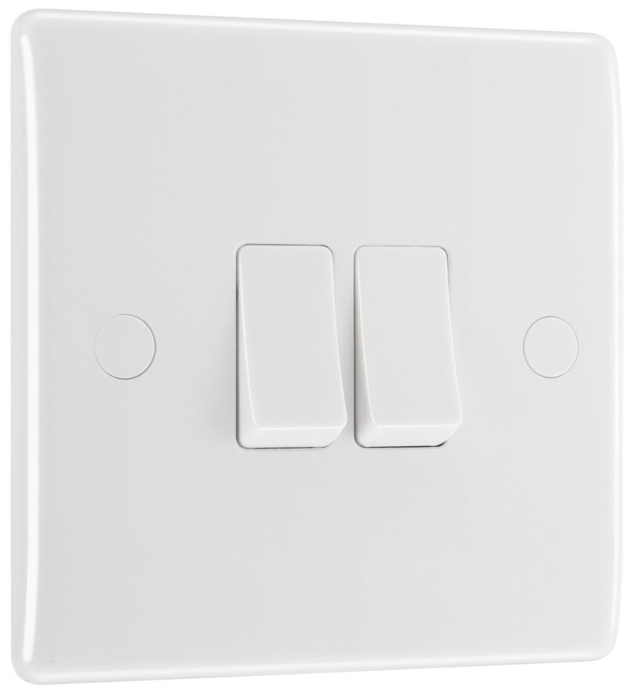 Double Switch 2 Way - 20A 16AX - White Moulded