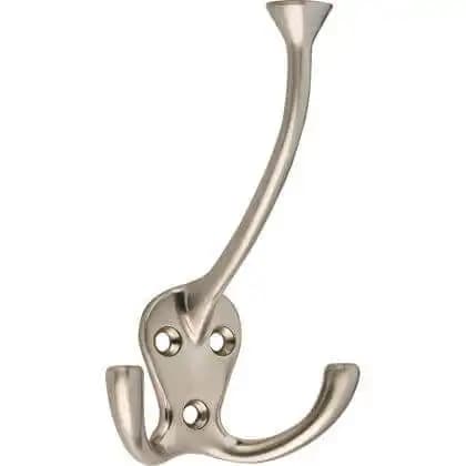 Wide Tip Triple Prong Hat & Coat Hook - Satin Nickel - Wall/Door Mountable - Decohooks