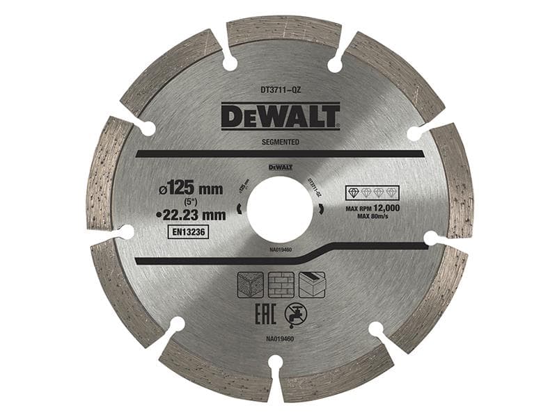 Dewalt Power Tools Dt3711 Segmented Diamond Cutting Disc 125 X 22.23Mm DT3711QZ