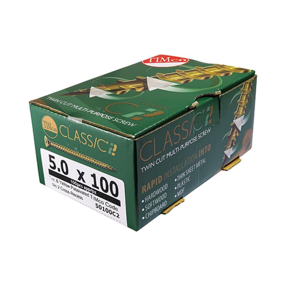 Timco 35030C2 C2 Strong-Fix Multi-Purpose Premium Screws - Pz - Double Countersunk - Yellow 3.5 X 30 Box 200