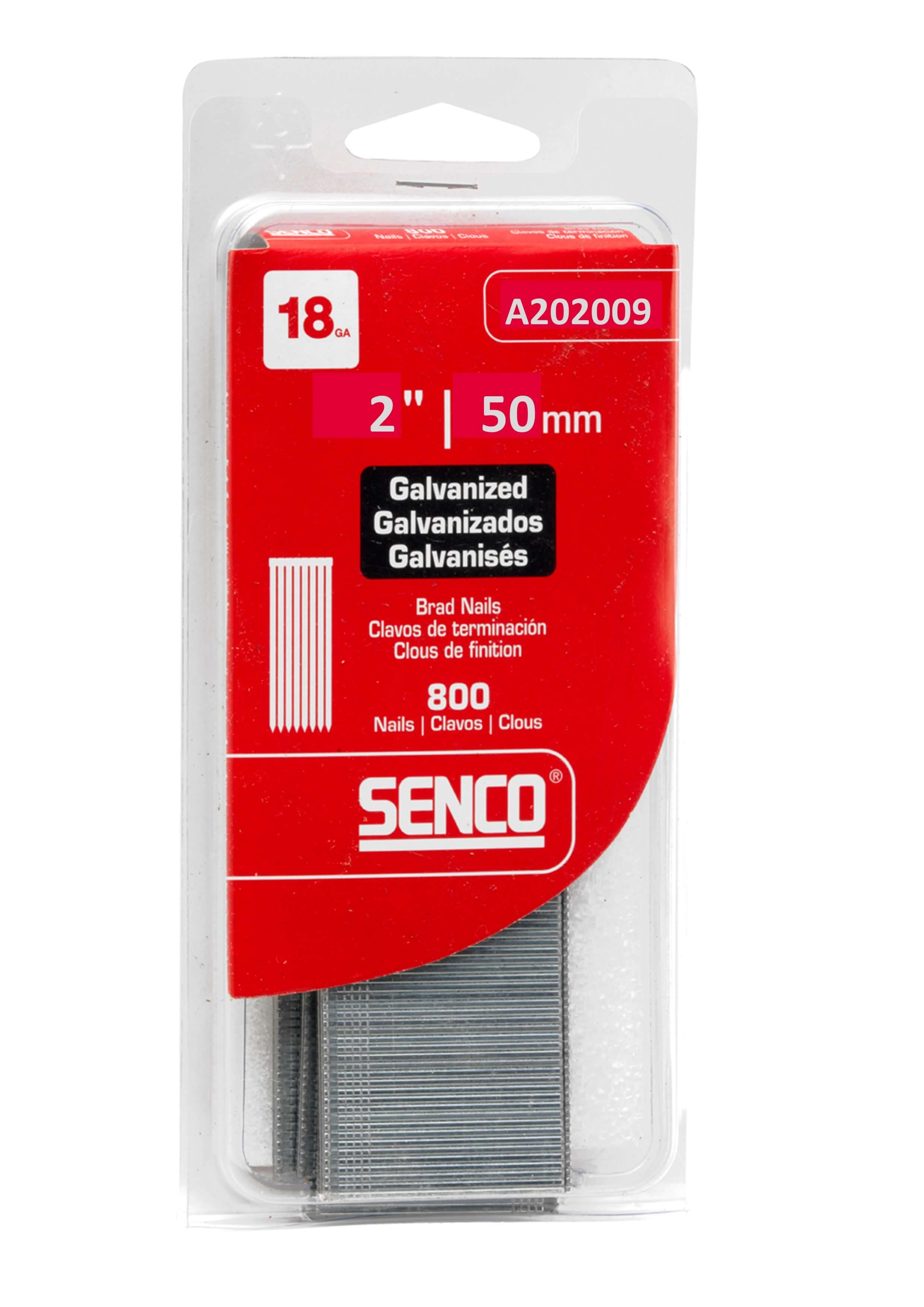 Senco A202009 18 Gauge Ax Brad Galv. Blister Pack 50Mm Blister 800