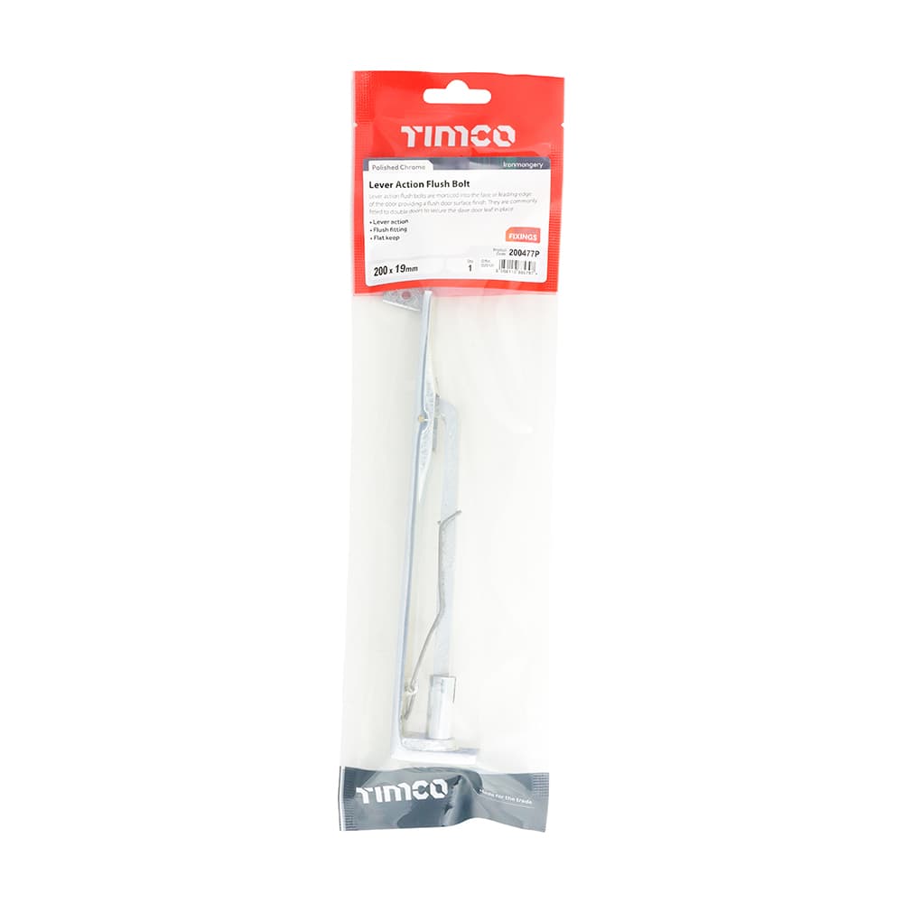 Timco Lever Action Flush Bolt - Polished Chrome TIMpac 1 200477P