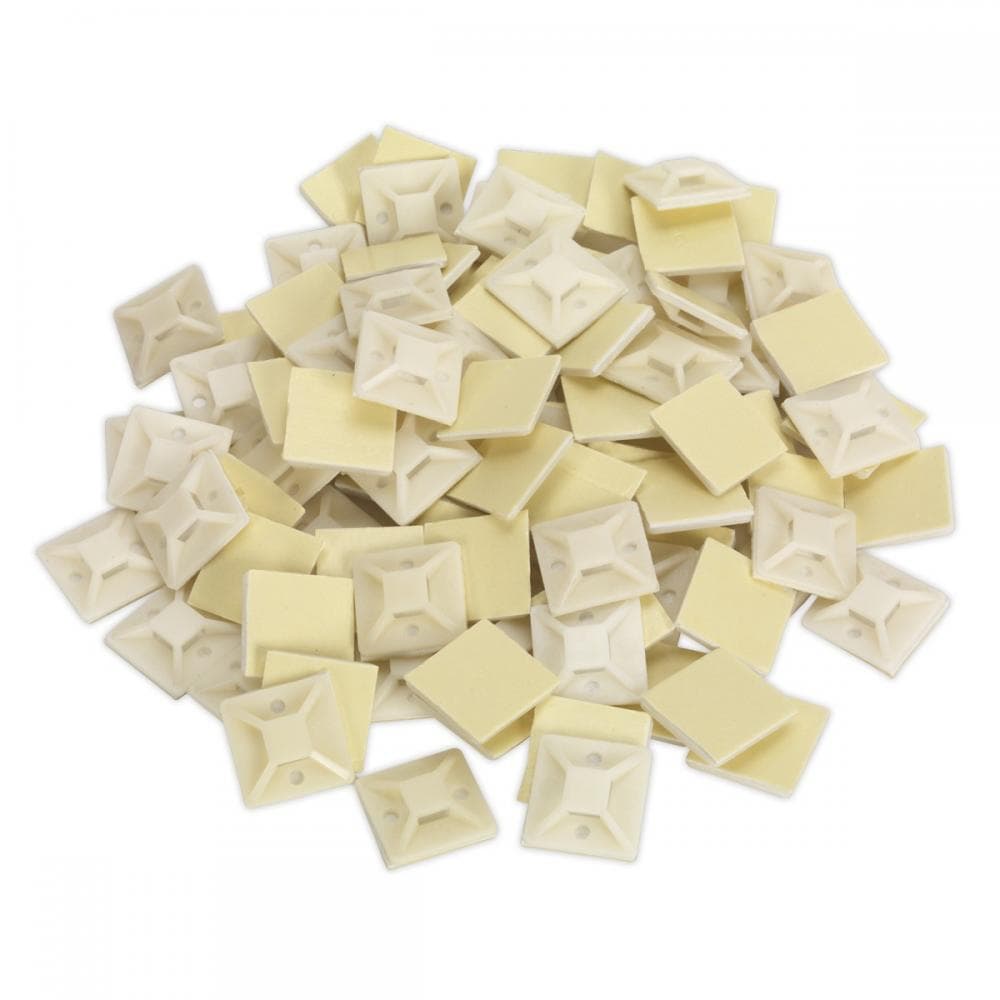 Sealey CTM3030W Self-Adhesive Cable Tie Mount 30 X 30Mm White Pack Of 100