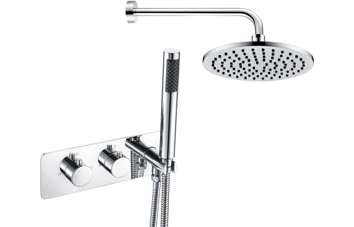 Luna Shower Pack Two - Two Outlet Twin Shower Valve with Handset & Brass Overhead