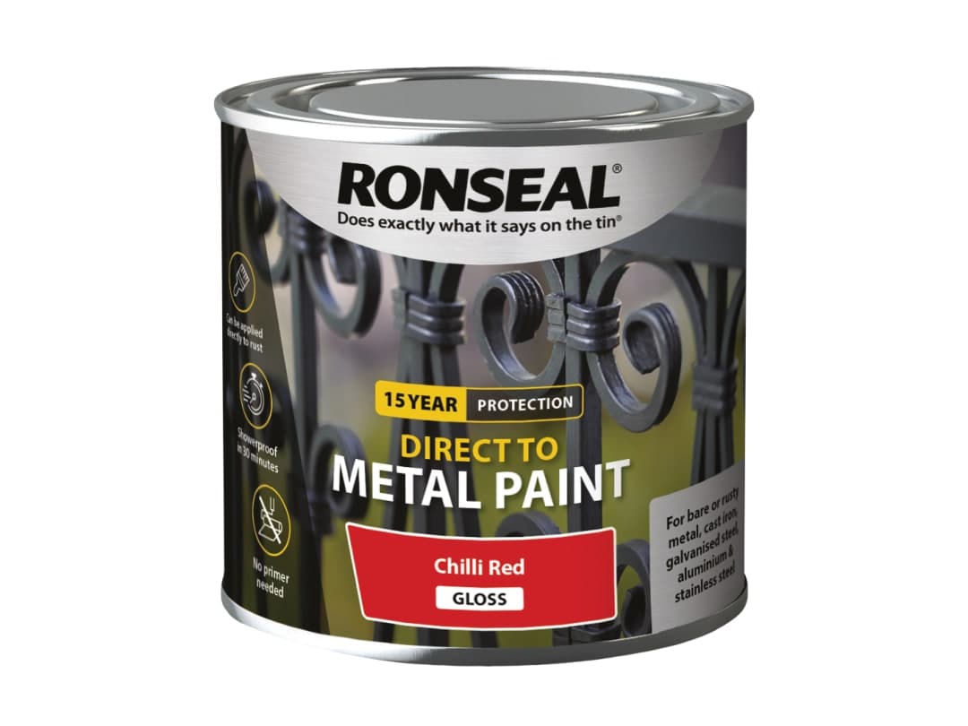Ronseal Direct to Metal Paint Chilli Red Gloss 250ml 39193
