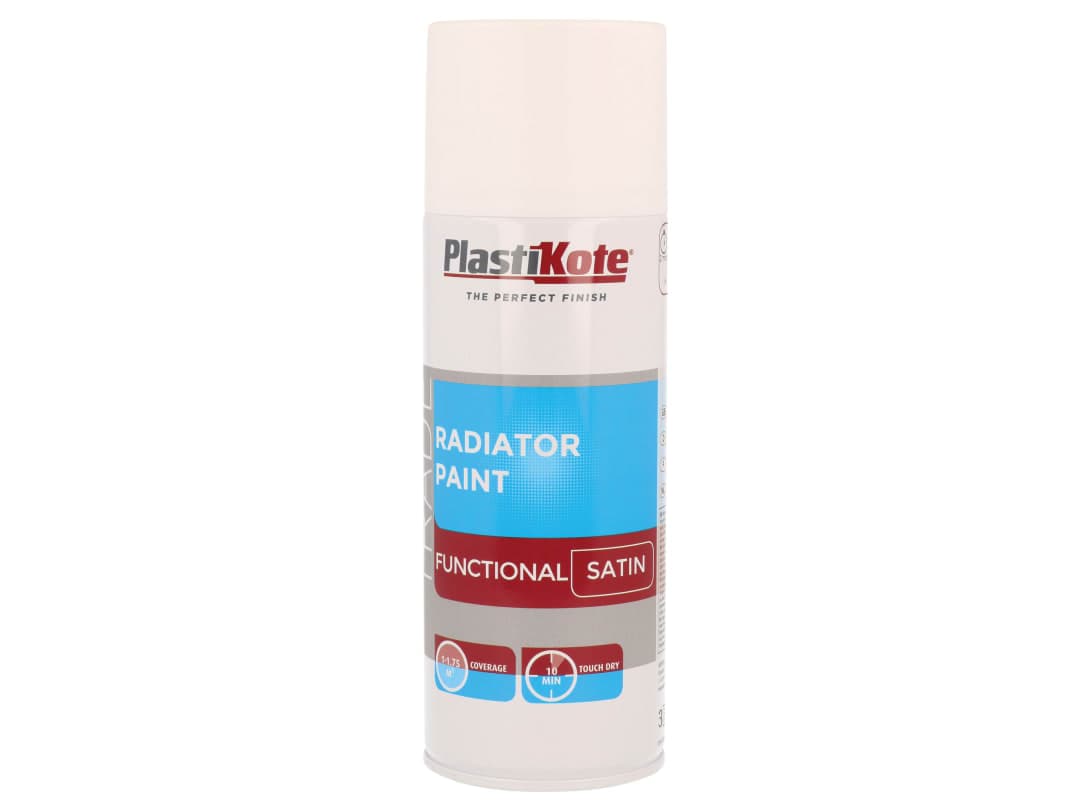 PlastiKote Trade Radiator Spray Paint Satin White 400ml 071017