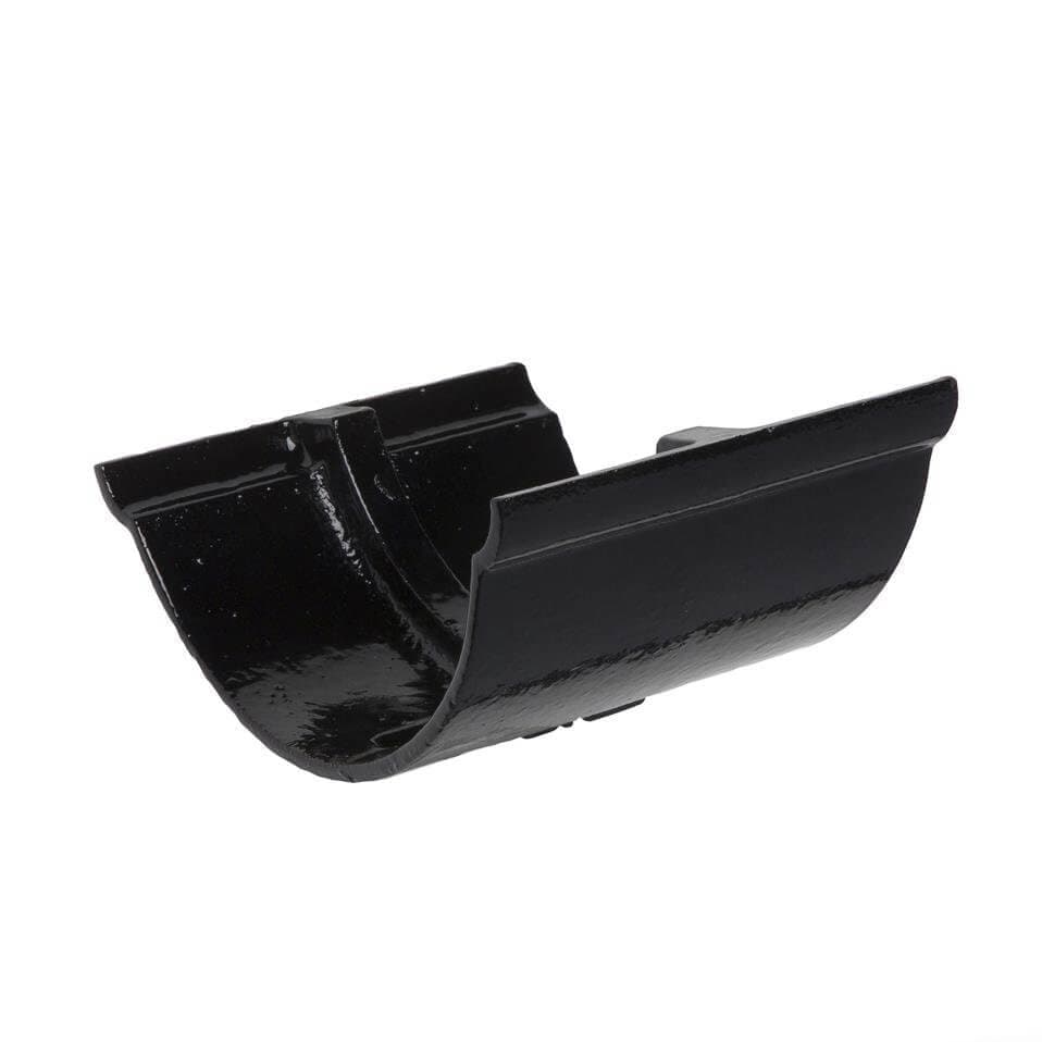 Hargreaves Premier Cast Iron Beaded Half Round Gutter Union - 115mm Black