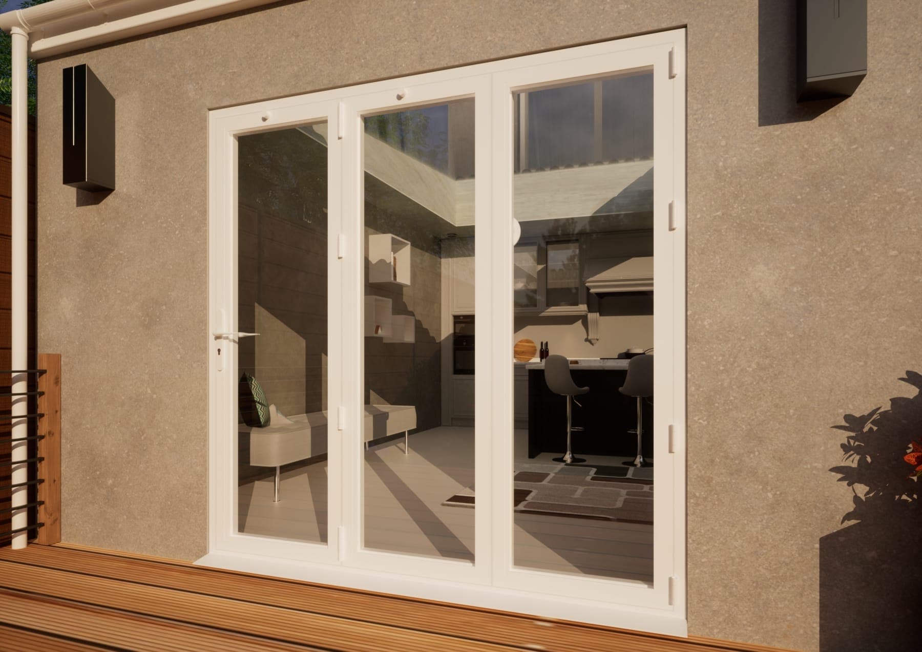 Aluminium Bifold Door Part Q Compliant - 2100mm White - 3 Right