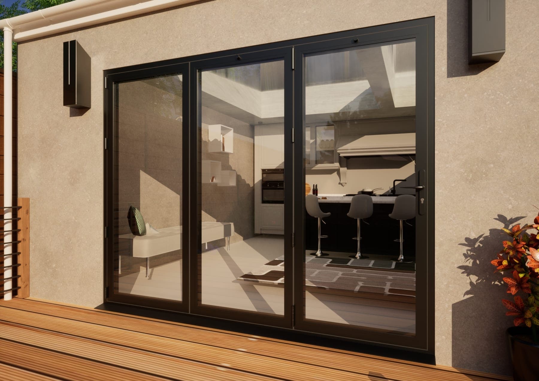 Aluminium Bifold Door Part Q Compliant - 2700mm Anthracite Grey - 3 Left