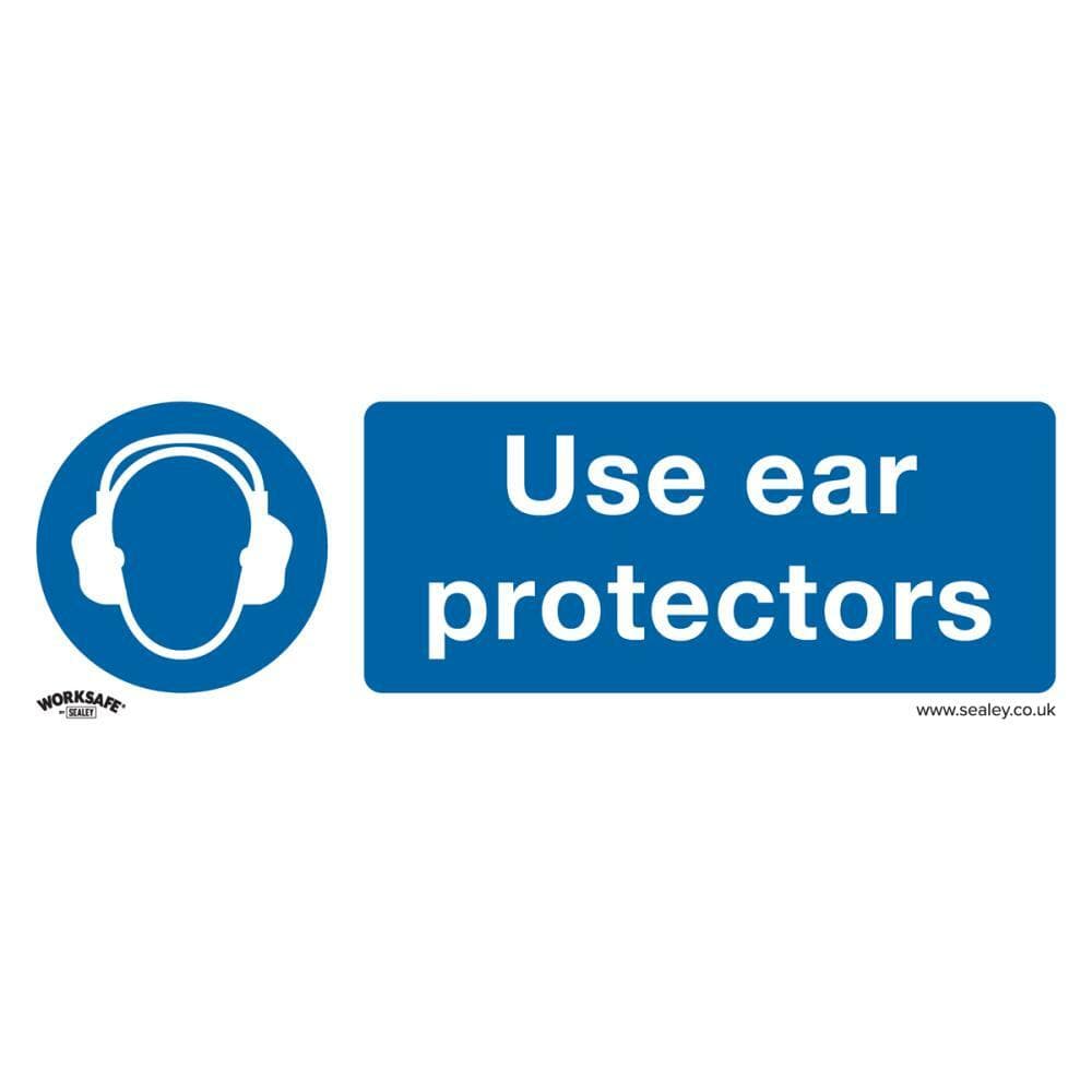 Sealey SS10V1 Mandatory Safety Sign - Use Ear Protectors - Self-Adhesive Vinyl