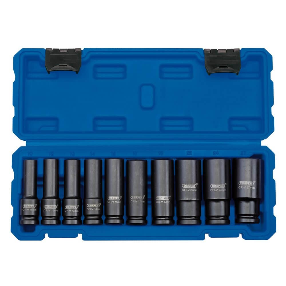 Draper 83096 Metric Deep Impact Socket Set 1/2in Sq. Dr. (10 Piece) per set