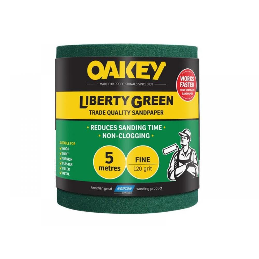 Oakey 66261116687 Liberty Green Sanding Roll 115Mm X 5M Fine 120G