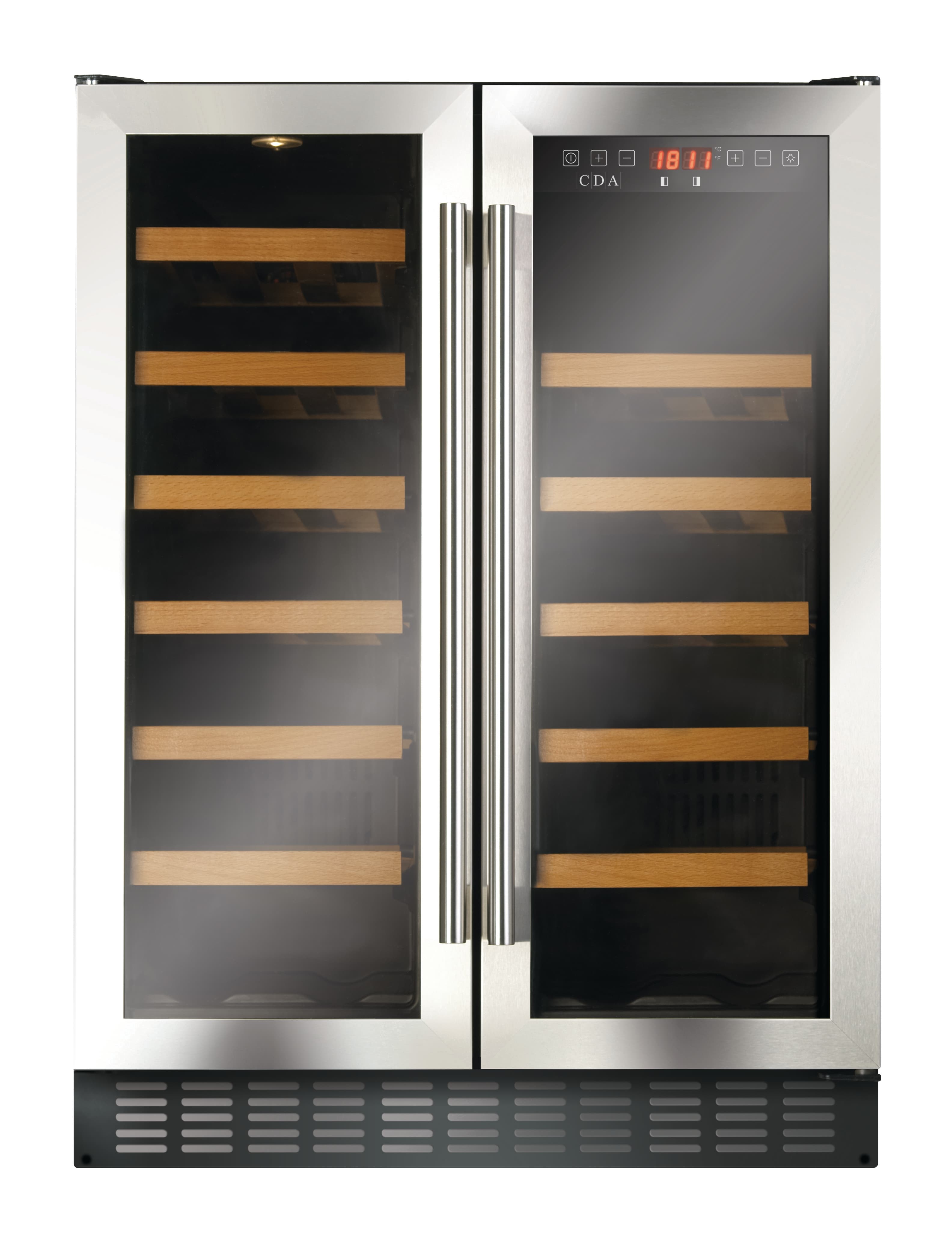 CDA Freestanding Undercounter 60cm Wine Cooler Double Door Stainless Steel - FWC624SS
