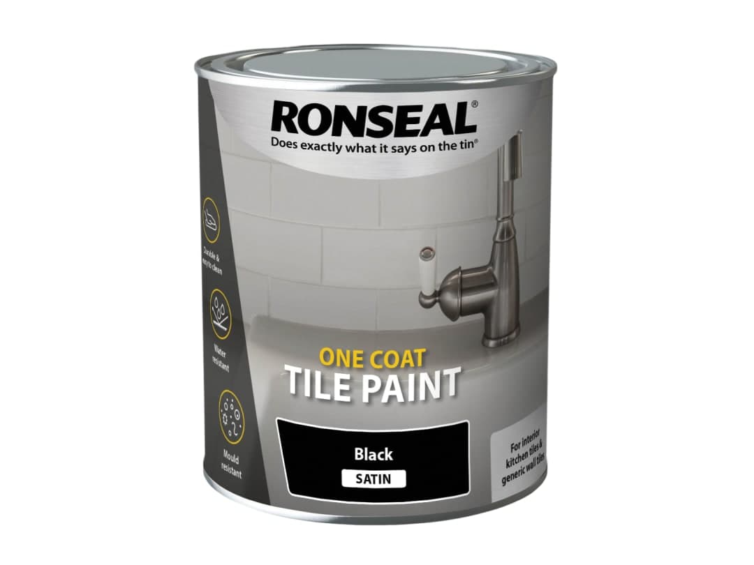 Ronseal One Coat Tile Paint Black Satin 750ml 39374