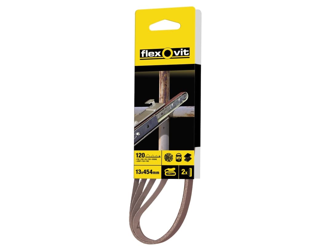 Flexovit Powerfile Sanding Belt 454mm x 13mm Fine 120g (Pack 4) 63642526460