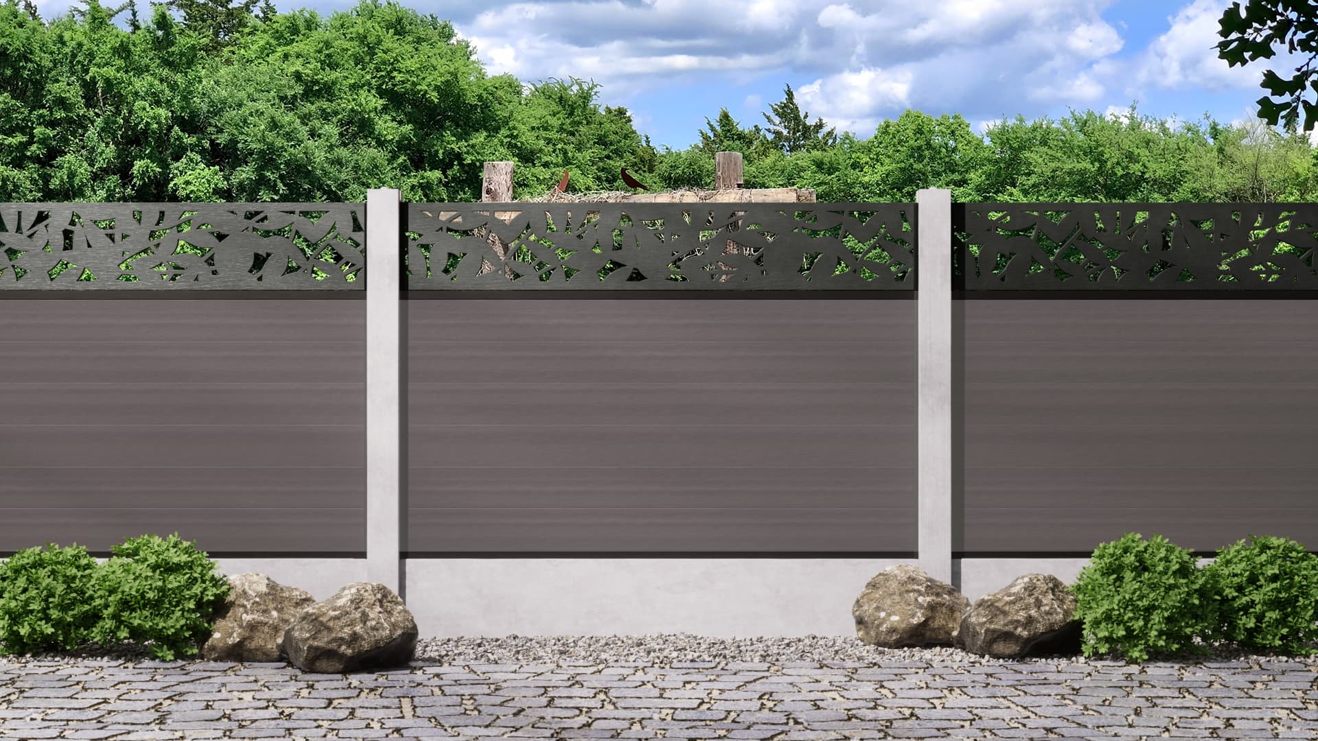 1.2m – Stone – Amsterdam Decorative Panel With Fence