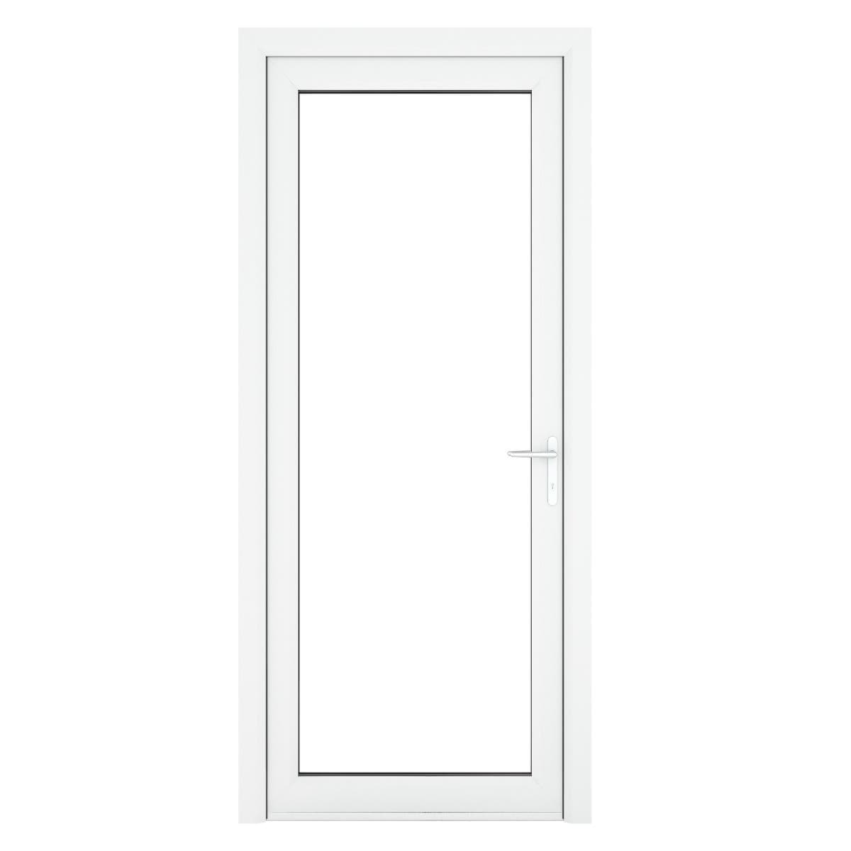 uPVC White - Single External Door - Full Clear Glass - Double Glazed - Left Hand Open - 920mm x 2090mm