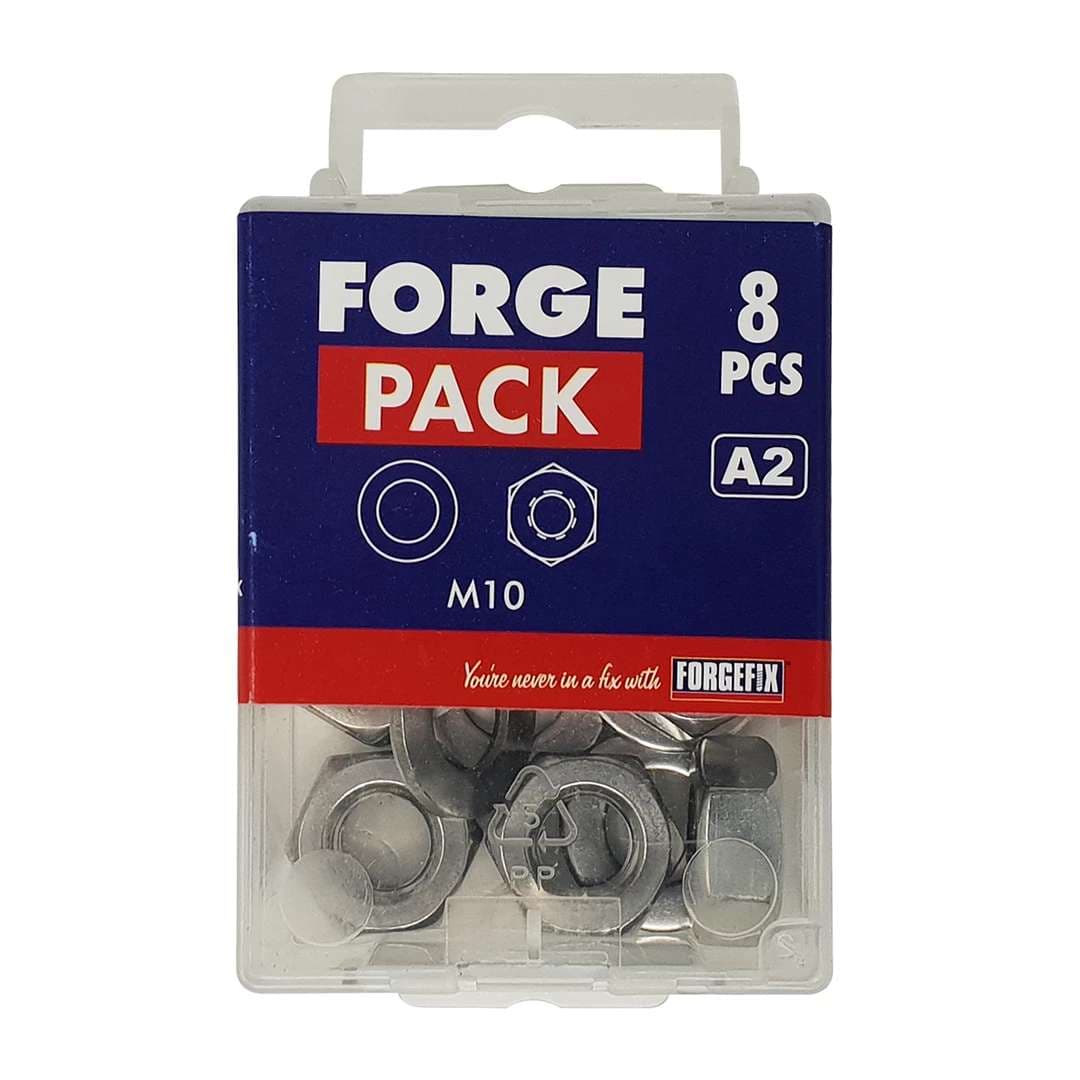 Forgepack FPNUT6SS Hexagonal Nuts & Flat Washers - Stainless Steel M6 (Pack Of 20)