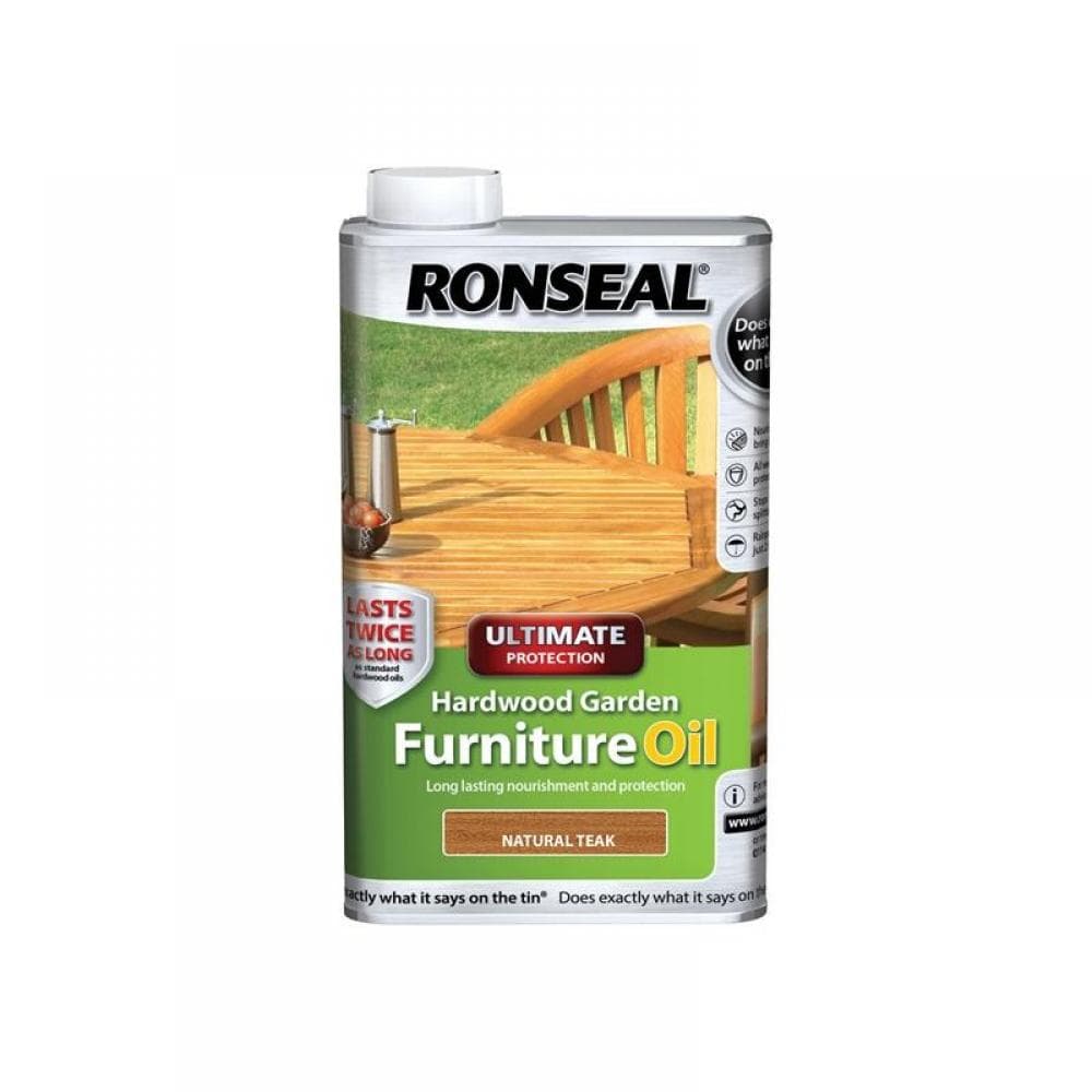 Ronseal 37358 Ultimate Protection Hardwood Garden Furniture Oil Natural Teak 1 Litre