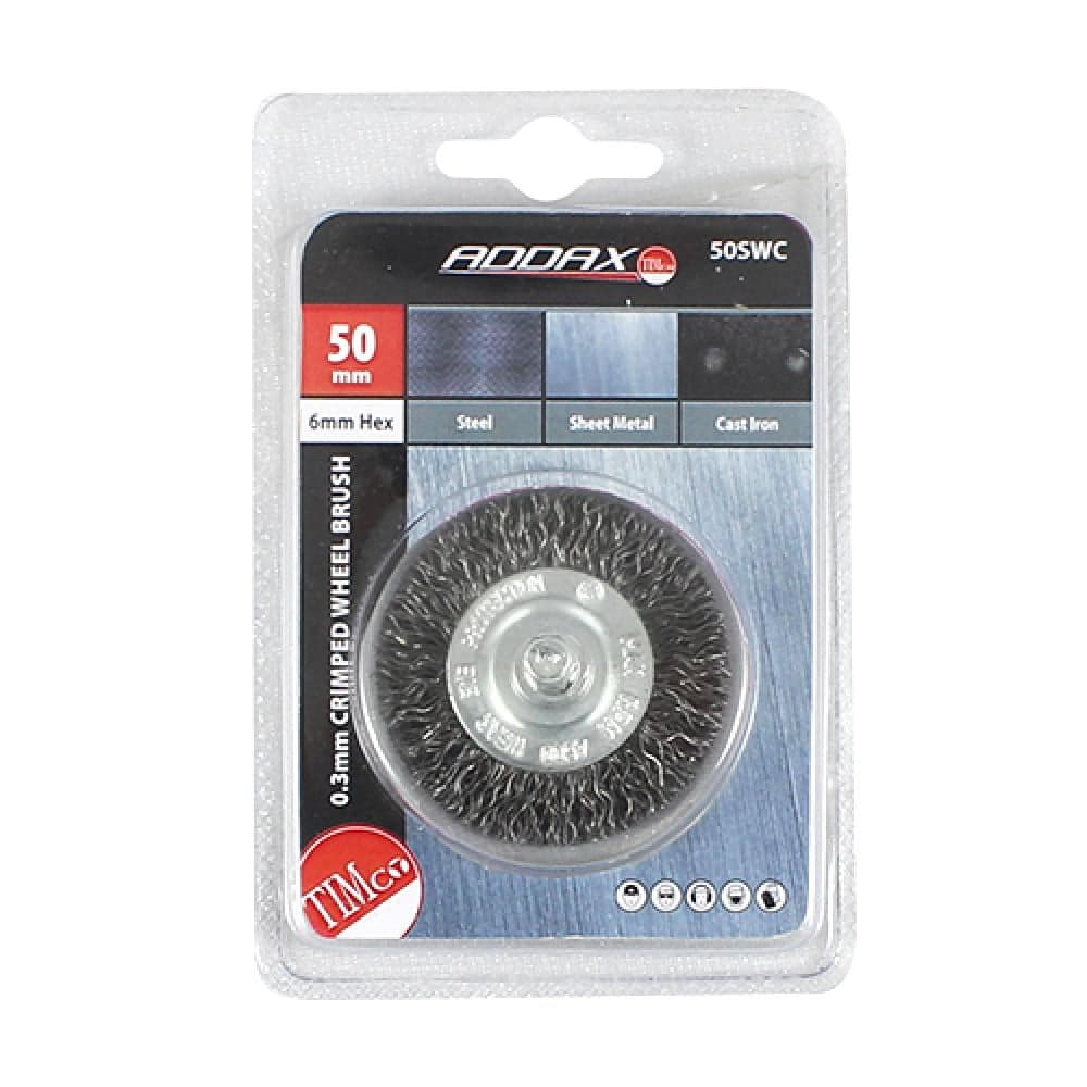 Timco 50SWC Drill Wheel Brush - Crimped Steel Wire 50Mm Blister Pack 1