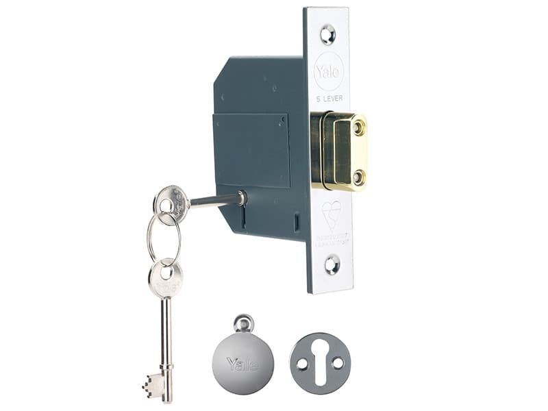 Yale Locks 655620205162 Pm562 Hi-Security Bs 5 Lever Mortice Deadlock 81Mm 3In Polished Chrome