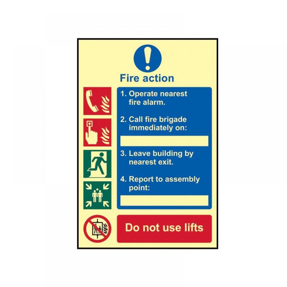 Scan 0202 Fire Action Procedure - Photoluminescent Sign 200 X 300Mm