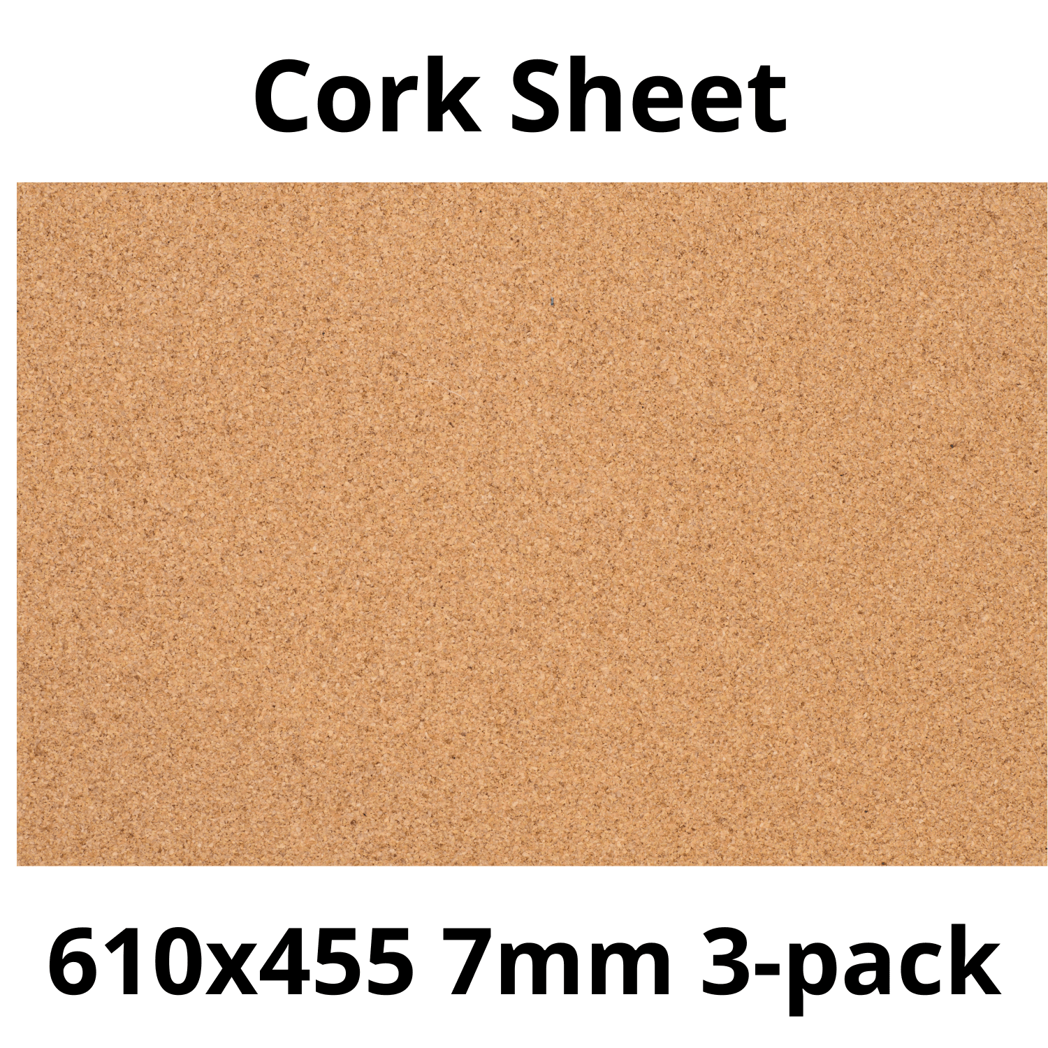 Cork Sheet - 610x455mm - 7mm - Décor and DIY - Pack of 3