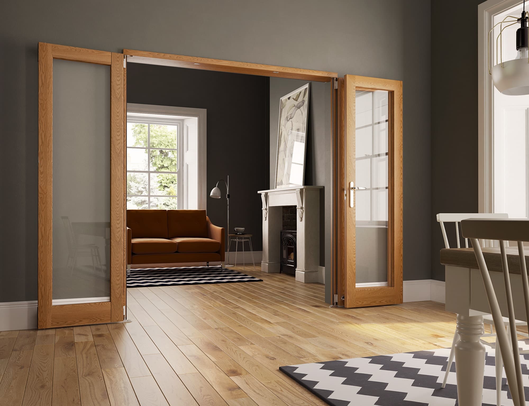 Jci Door Unfinished Oak Fold Flat Set 2100mm