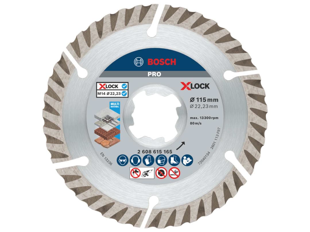 Bosch Powertool Accessories PRO Multi Material Diamond Cutting Disc 115 x 2 x 22.23mm 2608615165