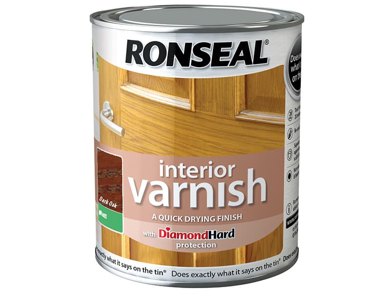 Ronseal 36865 Interior Varnish Quick Dry Matt Dark Oak 750Ml