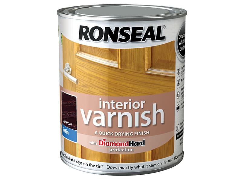 Ronseal 36829 Interior Varnish Quick Dry Satin Walnut 250Ml