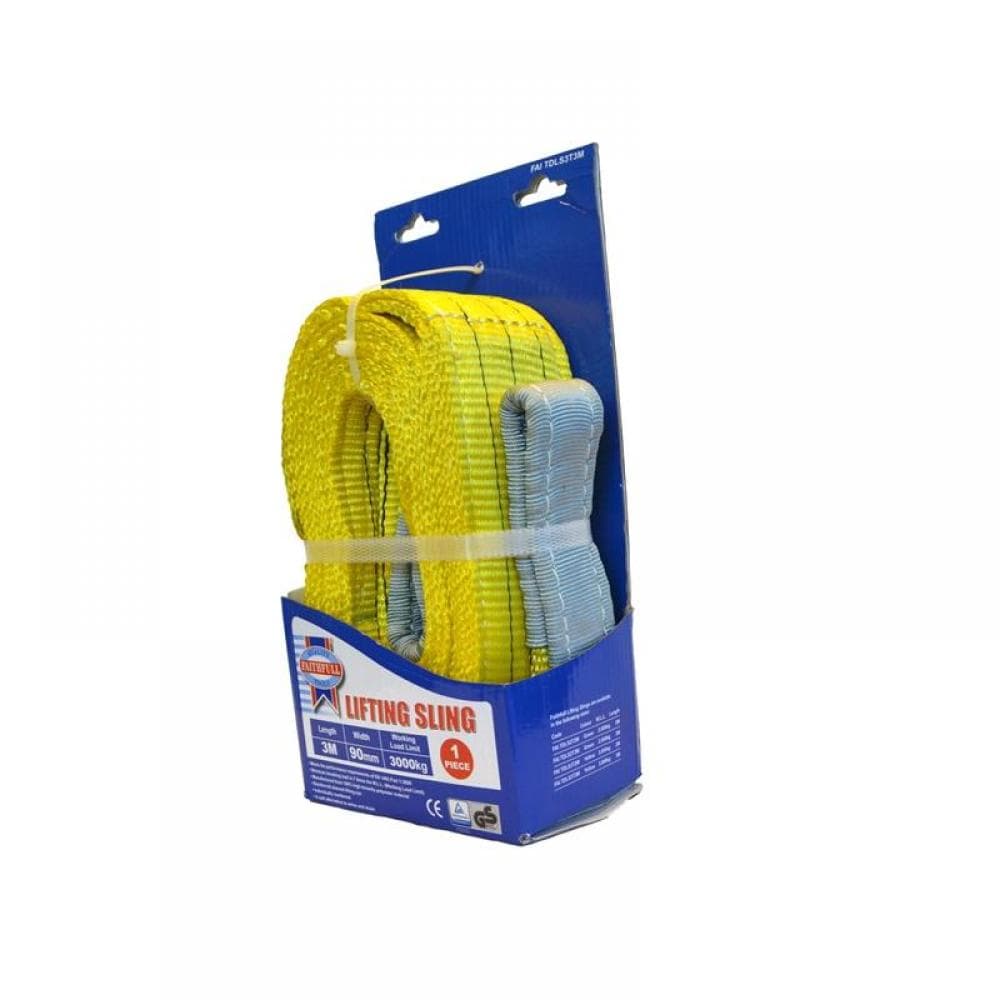 Faithfull XLP-03 3 METRE Lifting Sling Yellow 3 Tonne 90Mm X 3M