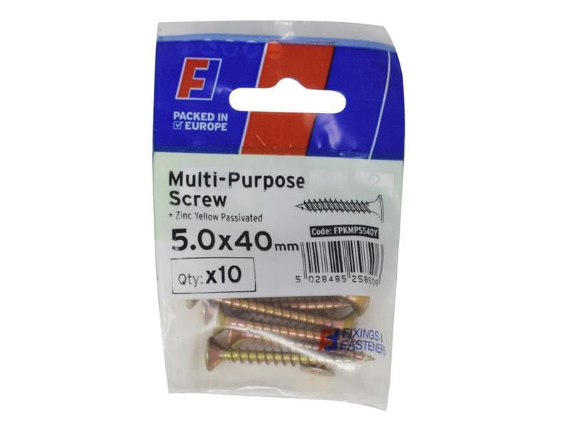Forgefix FPKMPS540Y Multi-Purpose Pozi Screw Csk St Zyp 5.0 X 40Mm Forgepack 10