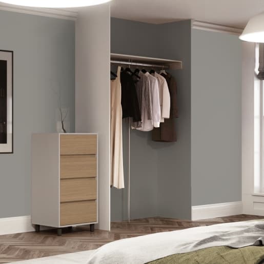 Spacepro White MFC Standard Storage with Shelf and Hanger Bar, Size: 2400x500x90mm