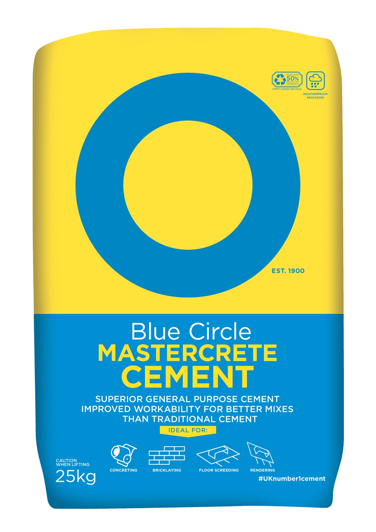 Blue Circle Grey Mastercrete Cement in Plastic Bag, 25kg