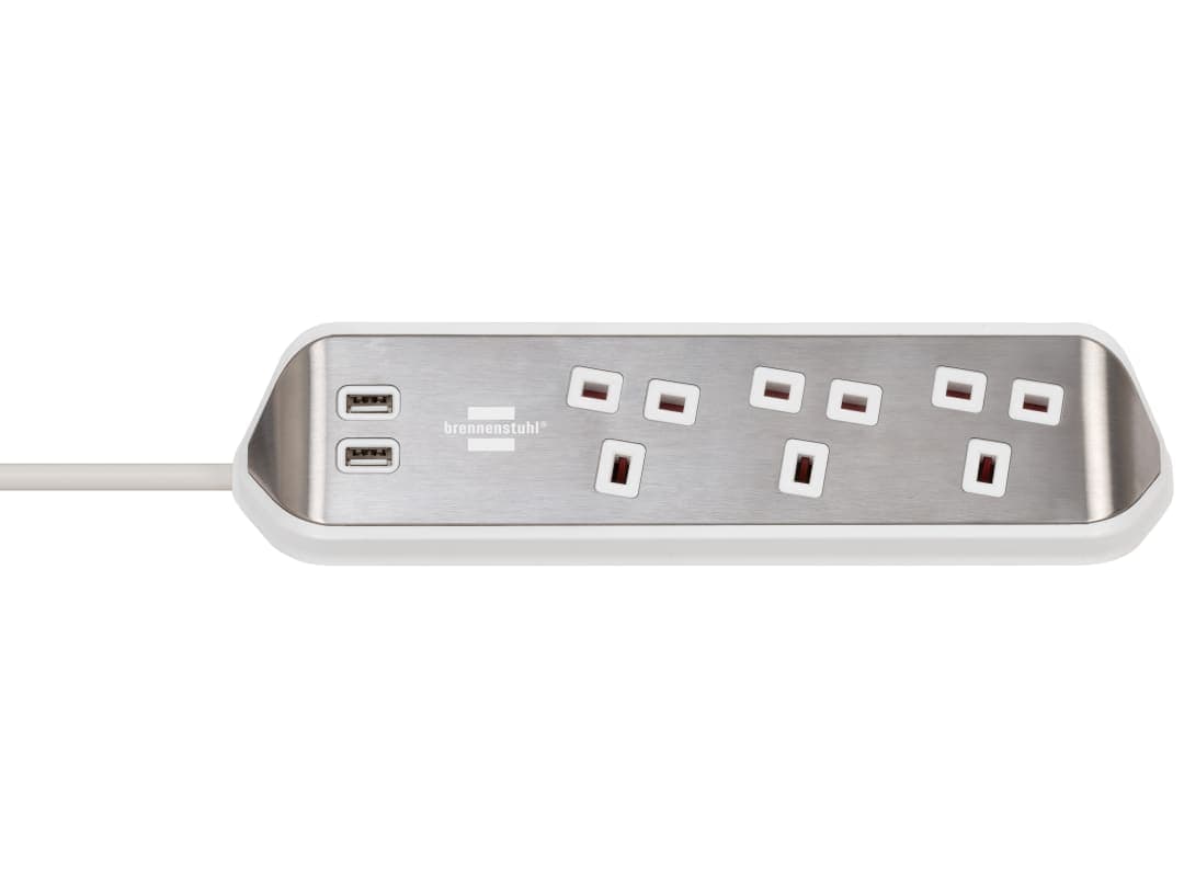 Brennenstuhl estilo Corner Extension Lead 240V 3-Gang 13A White 2m 1153593420