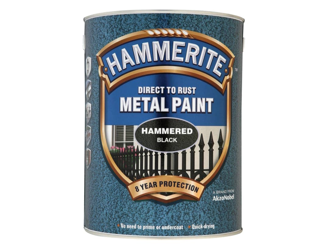 Hammerite Direct to Rust Hammered Finish Metal Paint Black 5 Litre 5084796