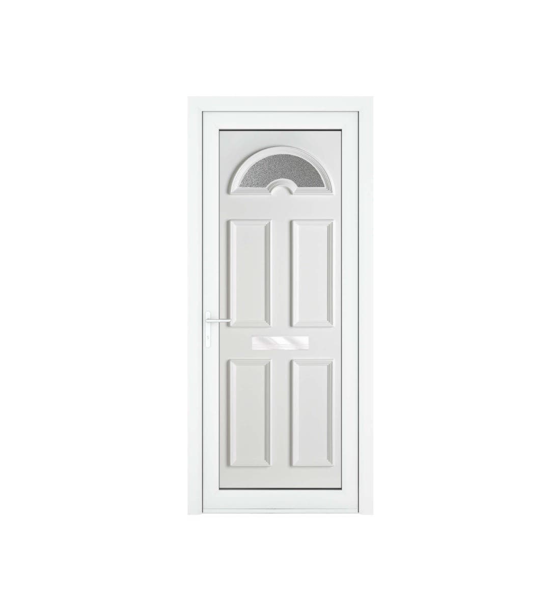 uPVC Sandringham White Front Door - Left Hand Open - Obscure Glass - Double Glazed - 920 x 2090mm