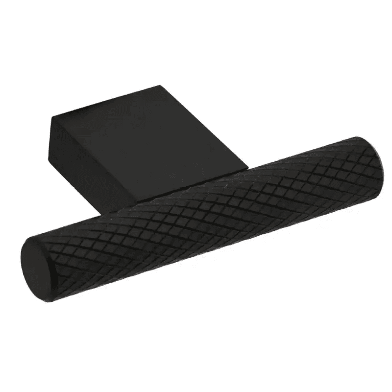 Kensington Knurled Cabinet & Draw T-Knob - Matte Black - 60mm - Elite Knobs & Handles