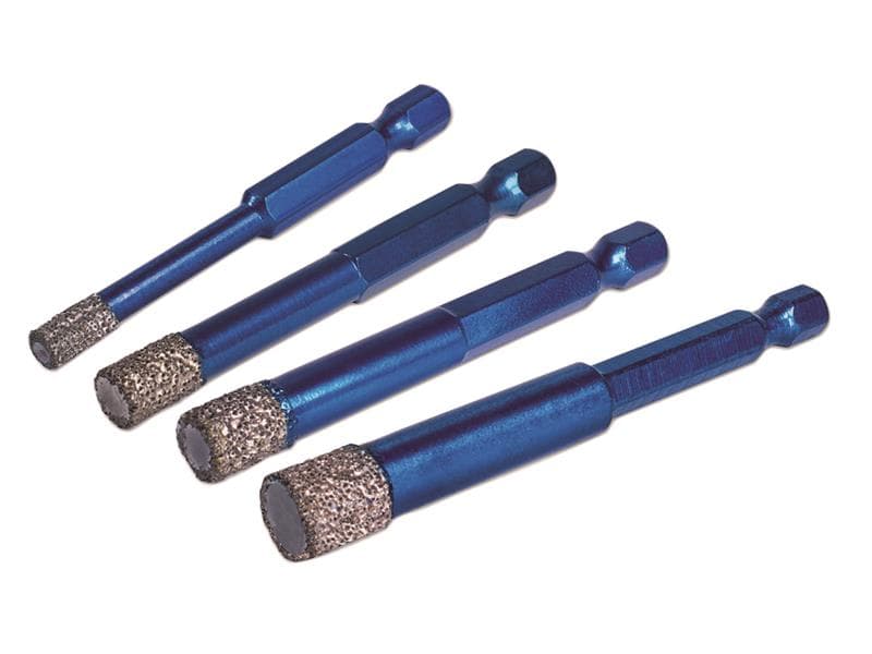 Mexco A10VBDPACK Xcel Grade Wax Filled (Hex Fit) Tile Drill Bit Set 4 Piece
