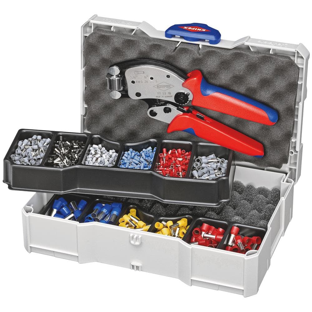 Knipex 97 90 13 Crimp Assortment For Wire Ferrules With Plastic Collars 1 X 97 90 00 1 X 97 53 18 9 X Wire Ferrule Sets Pk 1 26147