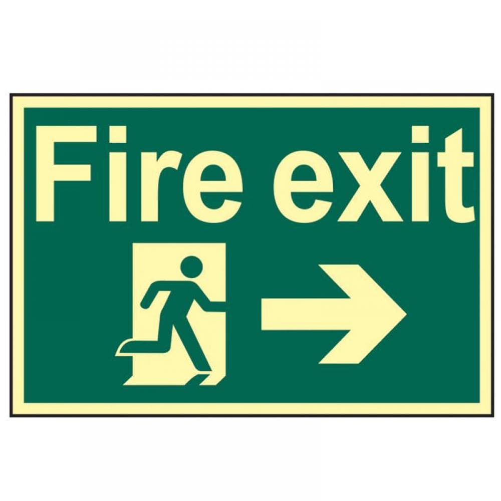 Scan 1581 Fire Exit Running Man Arrow Right - Photoluminescent 300 X 200Mm