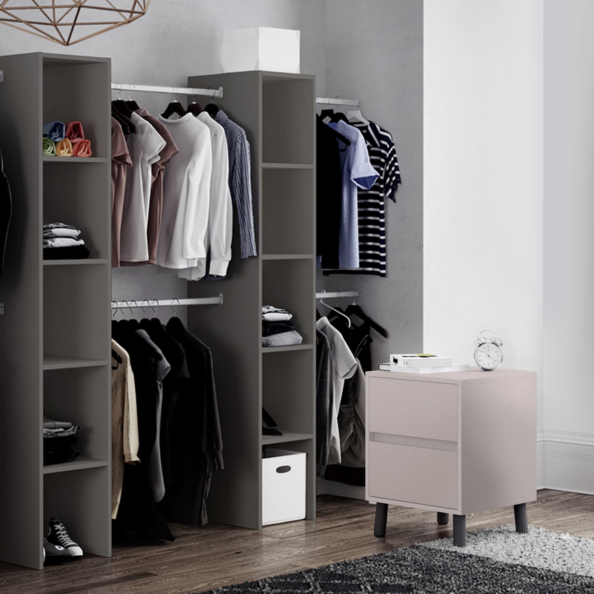 Spacepro Silver MFC Tower Unit with Hanger Bar, Size: 2100x450x20mm