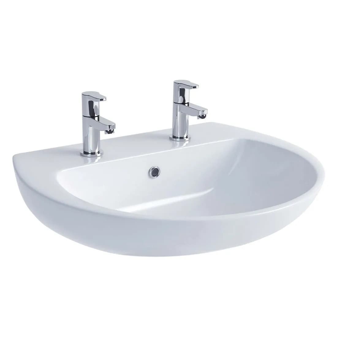 Atlas Pro Basin 50Cm 2 Tap Hole White