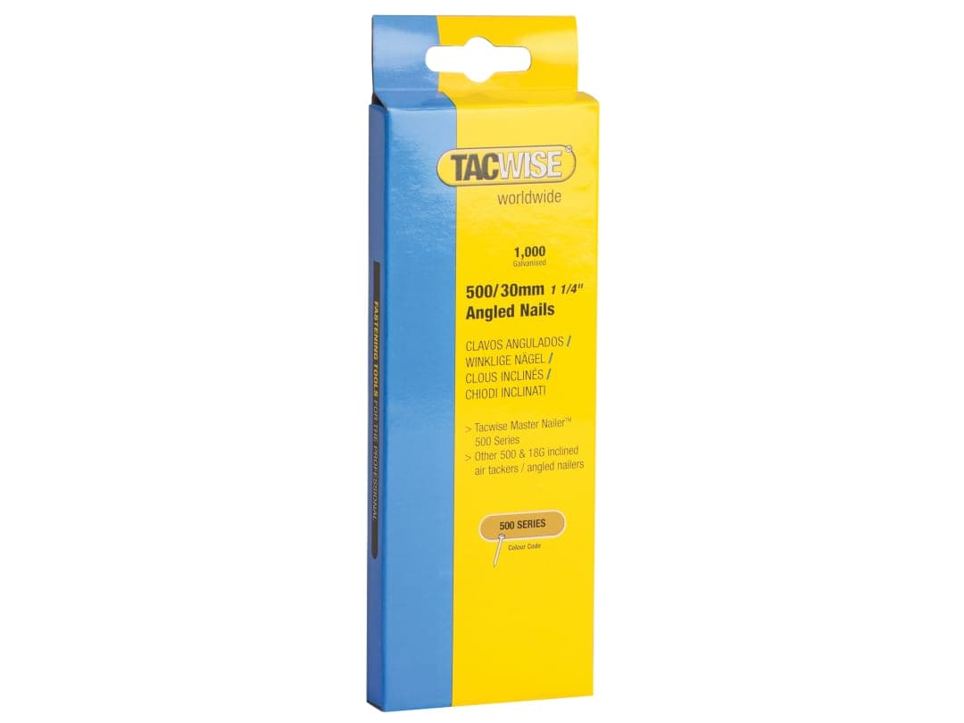 Tacwise 500 18 Gauge 30mm Angled Nails (Pack 1000) 0481