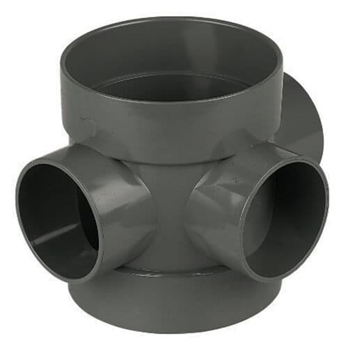 FloPlast Solvent Weld Soil Short Boss Pipe - 110mm Anthracite Grey