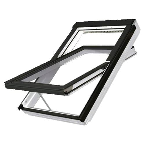 Polyurethane Electric Solar Powered Centre Pivot Roof Window - 780mm x 1400mm Triple Glazed White